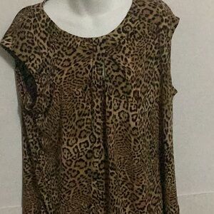 Jones Studio Brown Leopard Print Blouse Size 1X